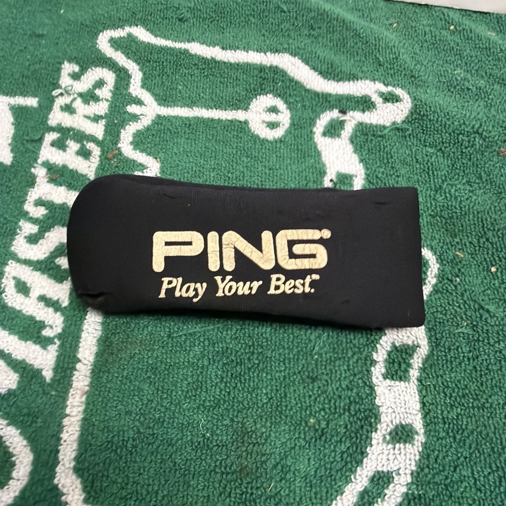 Used Black PING "PLAY YOUR BEST" Neoprene Putter Head Cover